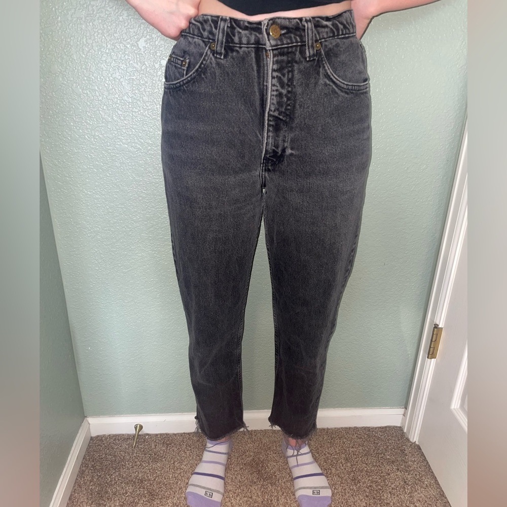 Women’s jeans straight leg style charcoal grey